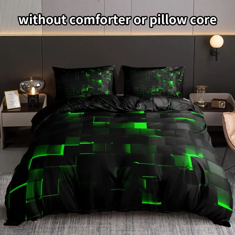 Energy Block Print Duvet Cover Set, 3 Counts/set Modern Duvet Cover Set, Including 1 Count Duvet Cover & 2 Counts Pillowcase ...