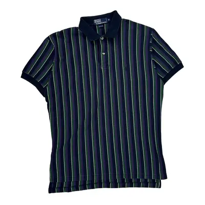 Polo By Ralph Lauren Striped Polo Shirt - Medium Navy Cotton