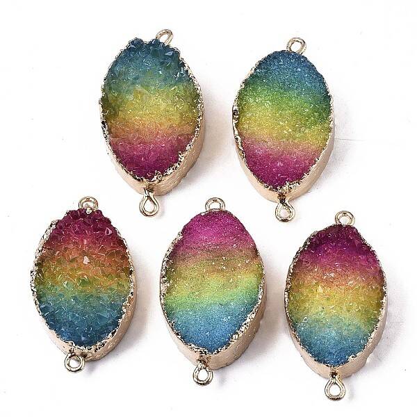 Natural Druzy Agate Links Connectors