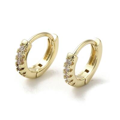 Brass Micro Pave Cubic Zirconia Hoop Earring