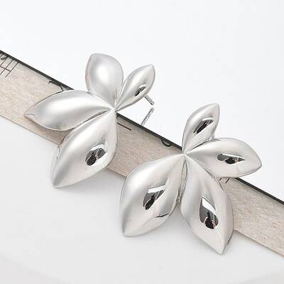 Brass Leaf Stud Earrings