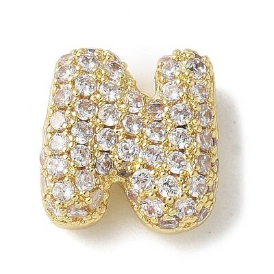 Brass Micro Pave Cubic Zirconia Beads