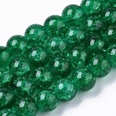 Baking Painted Transparent Crackle Glass Round Bead Strands
