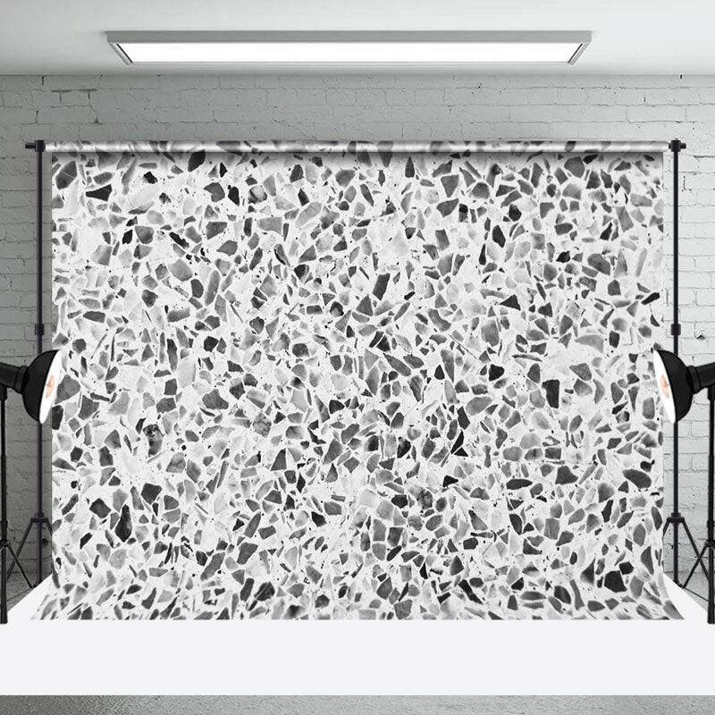 Retro Black White Terrazzo Abstract Textured Backdrop