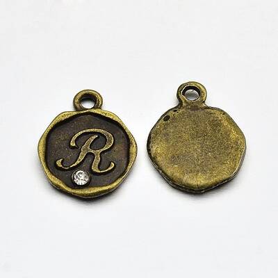 Antique Bronze Plated Alloy Rhinestone Charms
