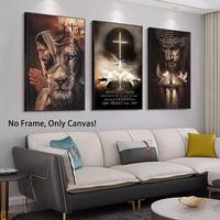 Lion & Cross & Jesus Pattern Unframed Painting, 3 Counts/set Modern Canvas Wall Art, Wall Decor for Home Living Room Bedroom ...