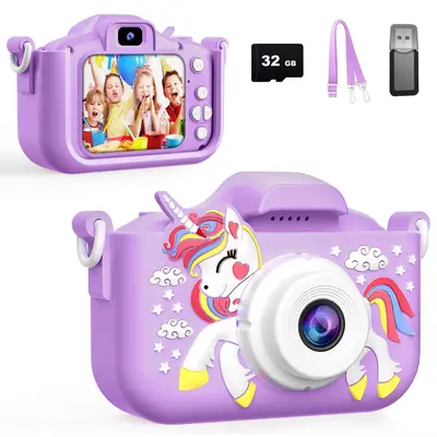 Cartoon Unicorn Design Digital Camera, 1 Count Cute Video Recording Camera Toy with Memory Card & Card Reader, Perfect Gift f...