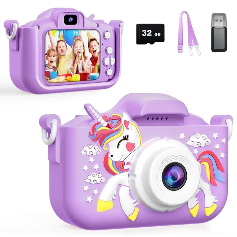 Cartoon Unicorn Design Digital Camera, 1 Count Cute Video Recording Camera Toy with Memory Card & Card Reader, Perfect Gift f...