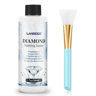 Diamond Painting Sealer 200ML with Silicone Brush, 5D Diamond Painting Glue Sealer Permanent Hold & Shine Effect Conserver fo...