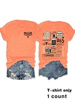 Women's Letter Print Round Neck Tee, Casual Short Sleeve Crew Neck T-shirt for Summer, Fashion Women's Top for Daily Wear, Wo...