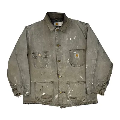 Carhartt Oversized Jacket - Large Grey Cotton