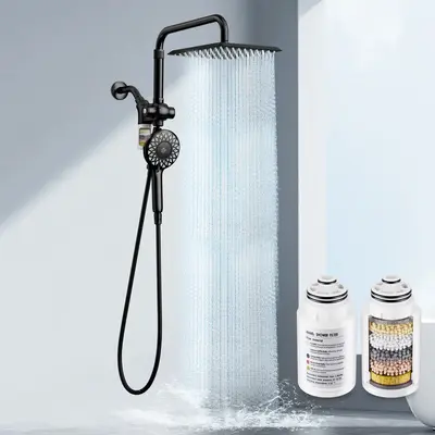 Dual Shower Heads with Handheld Spray Combo Set, Magnetic Filtered Showerhead, Bathroom High Pressure Rainfall Shower Head an...
