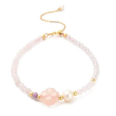Natural Rose Quartz and Natural Lepidolite and Natural Agate Bead Bracelets