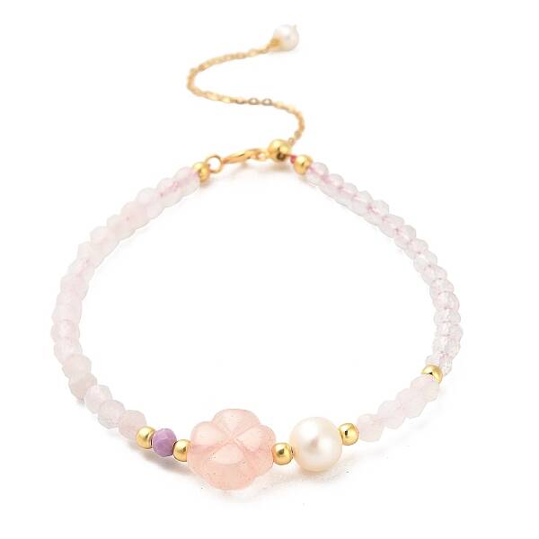 Natural Rose Quartz and Natural Lepidolite and Natural Agate Bead Bracelets