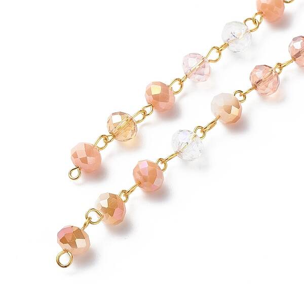 Handmade Electroplate Glass Faceted Rondelle Beaded Chains