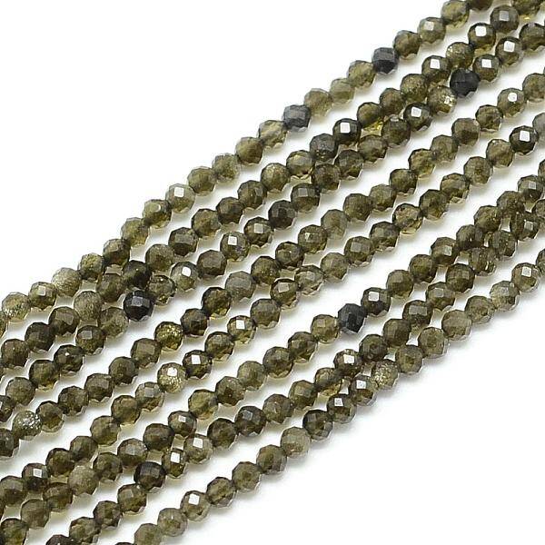 Natural Golden Sheen Obsidian Beads Strands