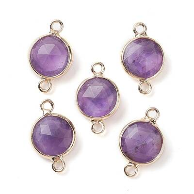 Natural Amethyst Connector Charms