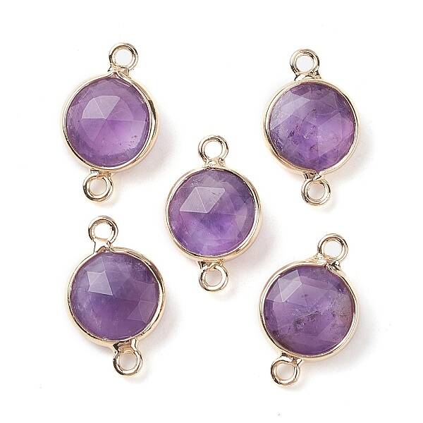 Natural Amethyst Connector Charms