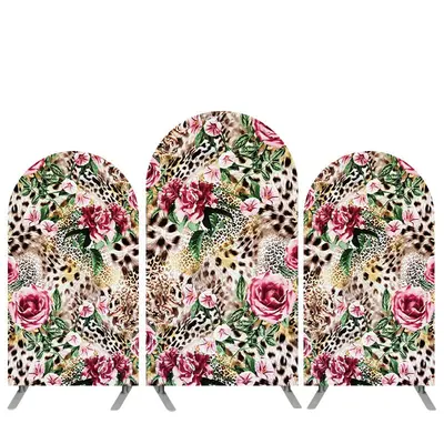 Aperturee Pink Floral Theme Leopard Pattern Arch Backdrop Kit | Diy Chiara Backdrop Cover | Chiara Wall Backdrop Diy | Diy Ar...