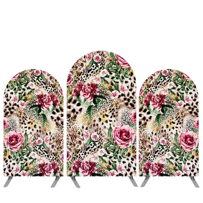 Aperturee Pink Floral Theme Leopard Pattern Arch Backdrop Kit | Diy Chiara Backdrop Cover | Chiara Wall Backdrop Diy | Diy Ar...