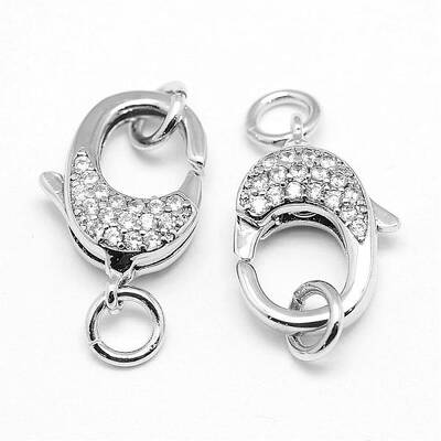 Brass Micro Pave Grade AAA Cubic Zirconia Lobster Claw Clasps