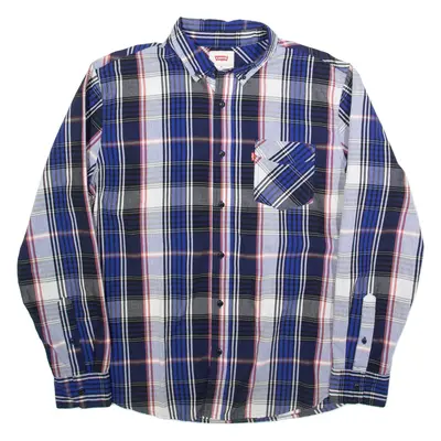 LEVI'S Mens Shirt Blue Check Long Sleeve M