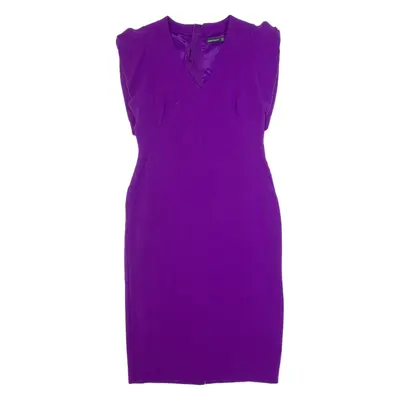 KAREN MILLEN Womens Pencil Dress Purple Short Sleeve Knee Length UK 14