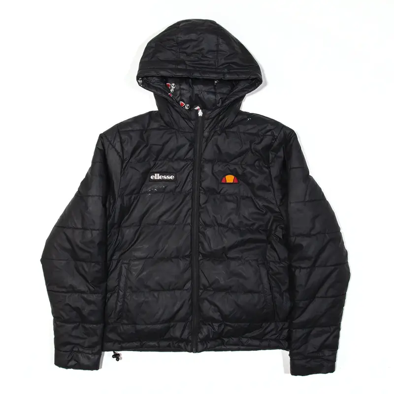 ELLESSE Reversible Puffer Jacket Black Womens UK 6