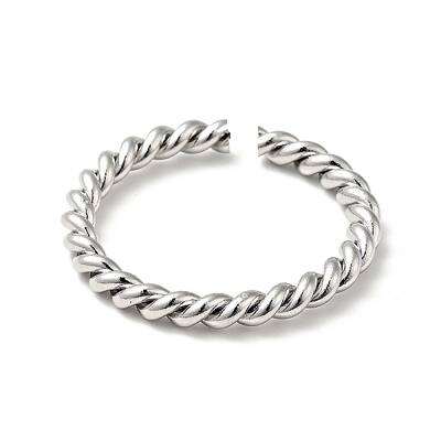 Non-Tarnish 201 Stainless Steel Twist Rope Shape Open Cuff Ring for Women