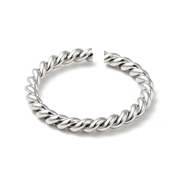 Non-Tarnish 201 Stainless Steel Twist Rope Shape Open Cuff Ring for Women