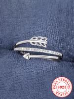 S925 Sterling Silver Simple Arrow Design Cuff Ring, Fashion Rhinestone Decor Accessories for Women & Girls, Trendy All-match ...