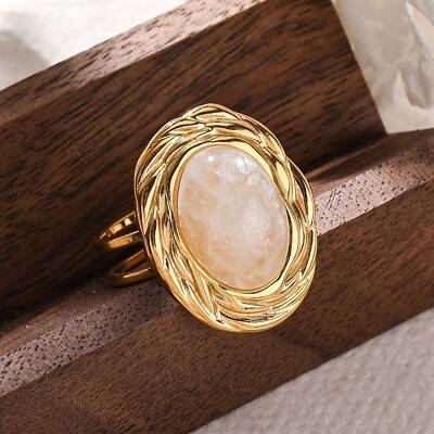 Oval Natural Quartz Crystal Finger Rings