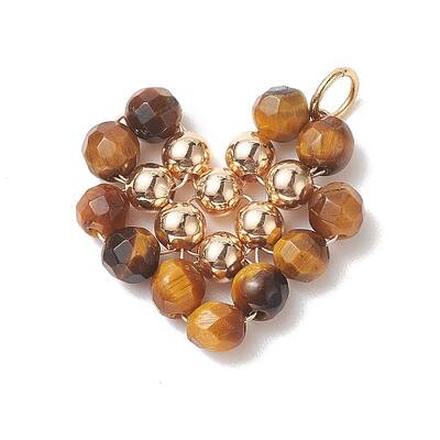Natural Tiger Eye Copper Wire Wrapped Pendants