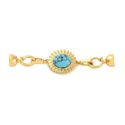 Brass & Synthetic Turquoise Fold Over Clasps
