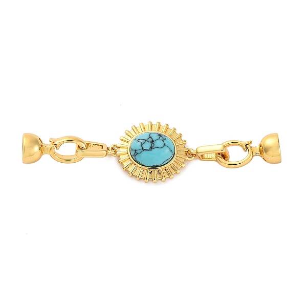 Brass & Synthetic Turquoise Fold Over Clasps