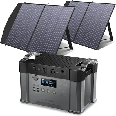 ALLPOWERS Solar Generator Kit 2000W Power Station 100W Solar Panel