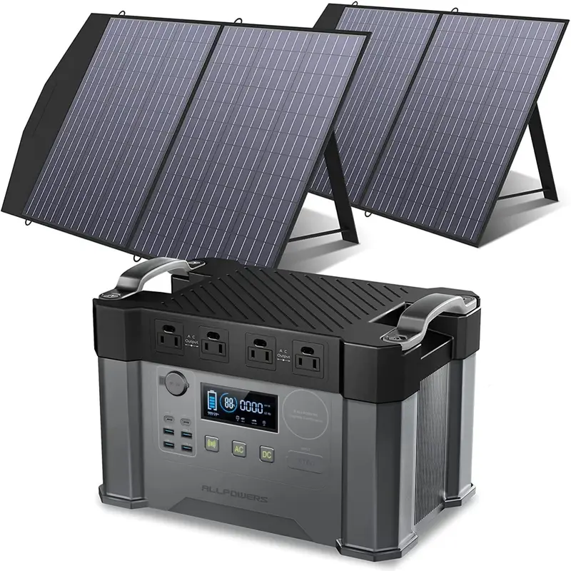ALLPOWERS Solar Generator Kit 2000W Power Station 100W Solar Panel