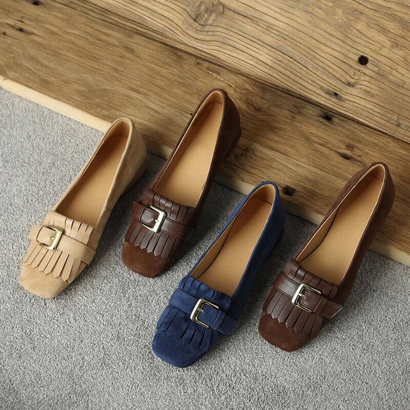CHIKO Ping Square Toe Block Heels Loafers Shoes