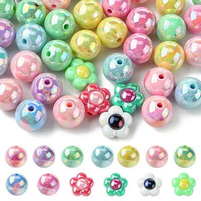 40Pcs 3 Styles Opaque Acrylic Beads