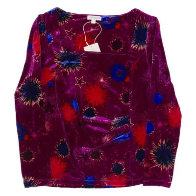 MONSOON Firework Womens Printed Blouse Purple Long Sleeve M