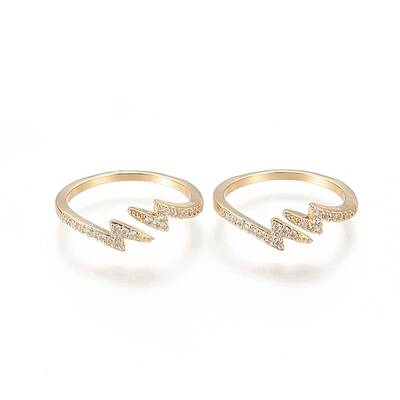 Brass Micro Pave Clear Cubic Zirconia Cuff Rings