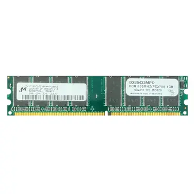 Micron MT16VDDT12864AG-335CB | 1GB DDR-333MHz PC2700 Non-ECC Unbuffered UDIMM CL2.5 2Rx8 2.5V 184-Pin Memory Module