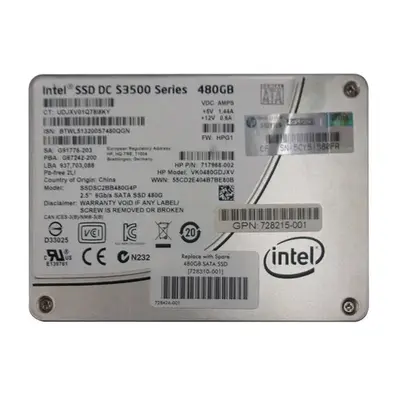 728310-001 HP 480GB Multi-Level Cell SATA 6Gb/s 2.5-Inch Solid State Drive