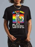 100% Cotton I'm A Gay Furry Pride Month Gay LGBTQ Rainbow Fox Furry T-Shirt