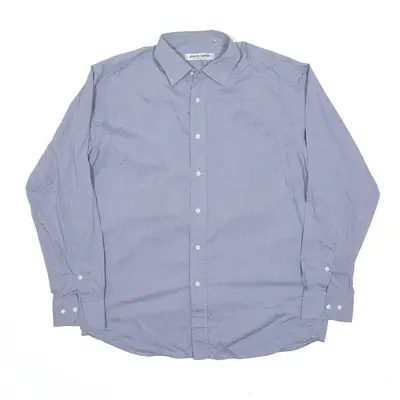 PIERRE CARDIN Shirt Blue Check Long Sleeve Mens L