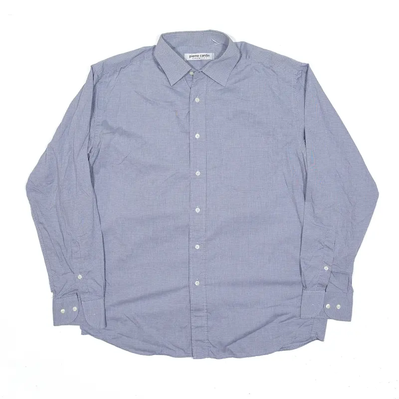 PIERRE CARDIN Shirt Blue Check Long Sleeve Mens L