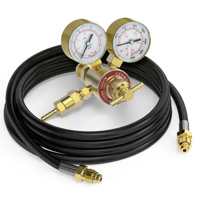YESWELDER Argon CO2 Regulator with 8.2ft Hose | 0-4000 PSI Gas Pressure Gauges for MIG & TIG Welding | CGA580 Inlet Connectio...