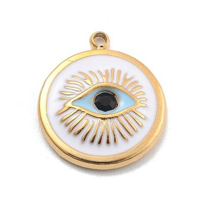 304 Stainless Steel Enamel Rhinestone Pendants