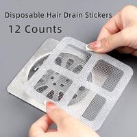 12 Counts Shower Drain Hair Catcher,Hair Trapping Shower Drain Cover Disposable, Sticky Floor Drain Filter for Bath, Sink and...