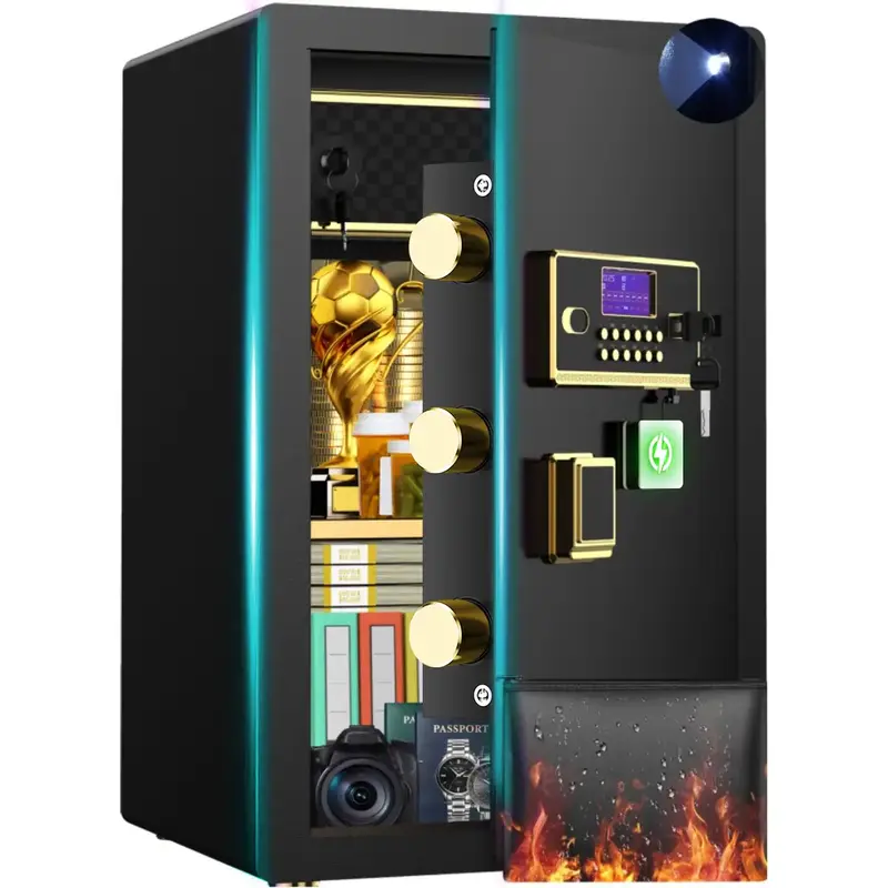 TNTANTS Large Safe Box, Home Safe Security Box With Smart Alarm System, Digital Keypad, LCD Screen, Sensor Light, for Valuabl...